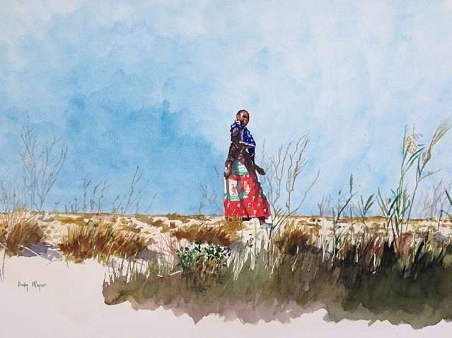 DENBY MEYER, Reed Cutting (Homage to Winslow Homer and the Wyeths)
2015, Watercolour on Paper