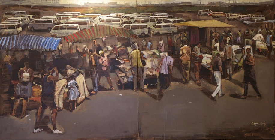 RICKY DYALOYI, The Market Place (Diptych)
2015, Mixed Media on Canvas