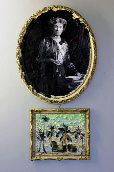 emmeline pankhurst c. 1913 2016 oil on superwood frames and copper wire 90 x 48 cm