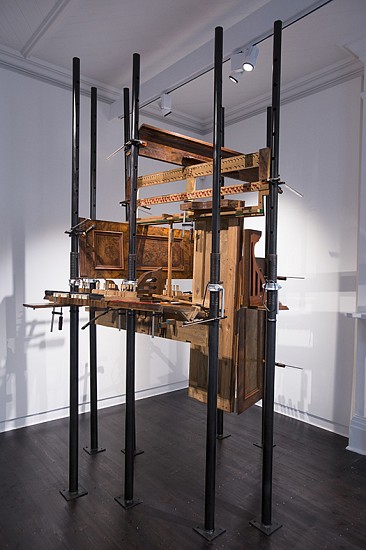 LYNETTE BESTER, Cathedral I
2016, Steel Scaffolding, Steel G-Clamps, Wooden Components From 1930's Stand Up Piano Donated by Ian Burgess-Simpson Muizenberg Pianos