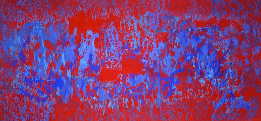 ARABELLA CACCIA, COMPOSITION IN CADMIUM RED AND ULTRAMARINE BLUES
2016, MILK PAINT ON PAPER