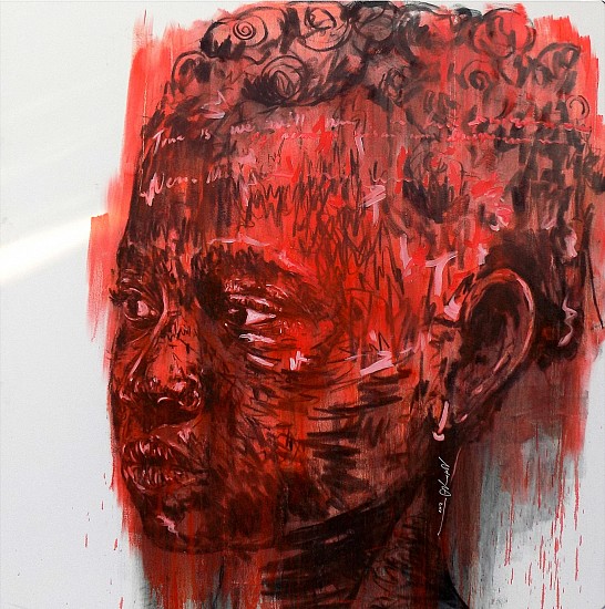 NELSON MAKAMO, LIFE THROUGH SHADES OF RED
2018, Mixed Media on Canvas