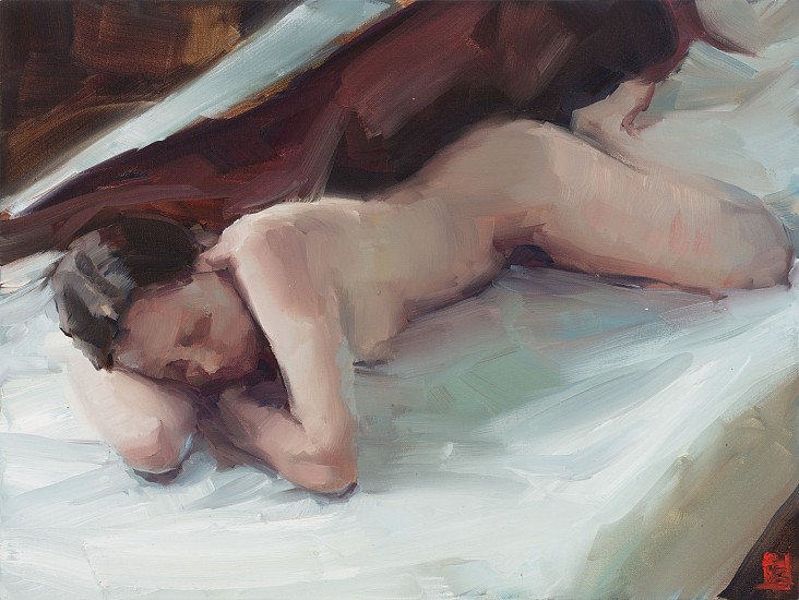 SASHA HARTSLIEF, NUDE WITH RED BLANKET
2018, Oil on Canvas