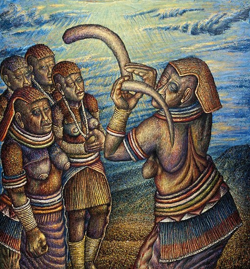 MMAKGABO HELEN SEBIDI, THE PEOPLE ARE CALLED TO SEE THE INITIATES
2014, Oil on Canvas