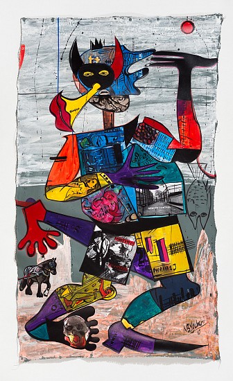BLESSING NGOBENI, DANCE ON ANCESTRAL ASH 2
2019, ACRYLIC AND COLLAGE ON CANVAS