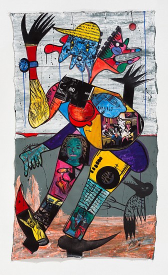 BLESSING NGOBENI, DANCE ON ANCESTRAL ASH 3
2019, ACRYLIC AND COLLAGE ON CANVAS