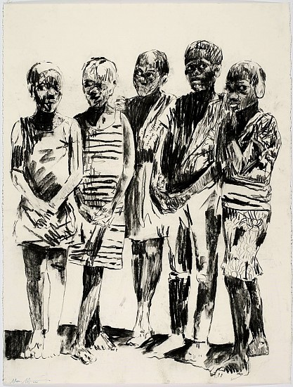 NELSON MAKAMO, BOYS IN GROUP
2018, Charcoal and Pastel on Paper