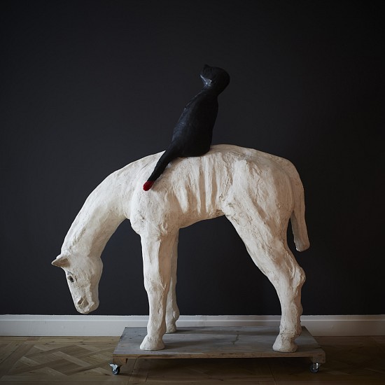 WILMA CRUISE, NOT THE EXISTENTIAL SCREAM
2020, BRONZE FIGURE ON RESIN AND MARBLE DUST HORSE ON WOODEN TROLLEY