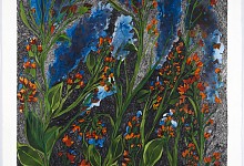 Blue Red and Orange Flowers medium Copy