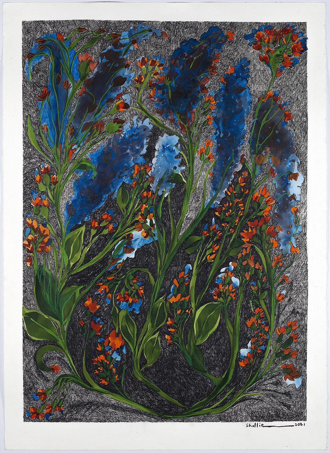 Blue Red and Orange Flowers medium Copy