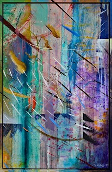 rainbow of chaos iv ii 146 x 96 cm oil on italian polycotton with painted wooden frame