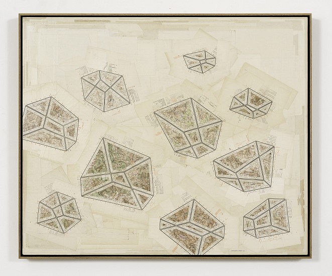 GERHARD MARX, STONES
2020, RECONFIGURED MAP FRAGMENTS ON CANVAS