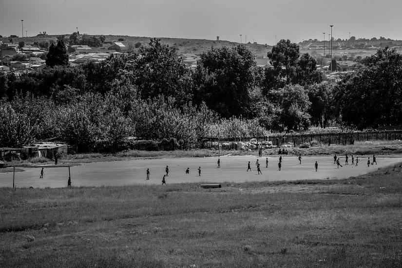 MPUMELELO BUTHELEZI, THE NANCEFIELD HOSTEL SOCCER FIELD IN SOWETO
2018, PHOTOGRAPHIC PRINT ON ARCHIVAL LUSTRE PHOTO PAPER