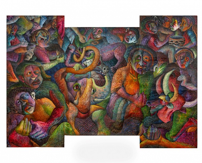 MMAKGABO HELEN SEBIDI, DIALE (WHERE WE COME FROM) (TRIPTYCH)
1991, PASTEL ON PAPER COLLAGE