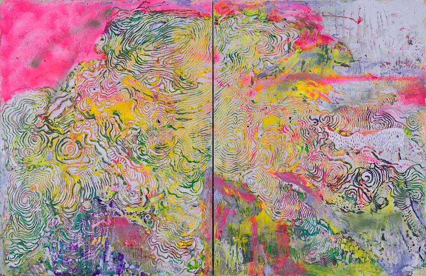 ELIZE VOSSGÄTTER, POLLEN-POLYMER (DIPTYCH)
2023, BEESWAX, PIGMENT AND SPRAYPAINT