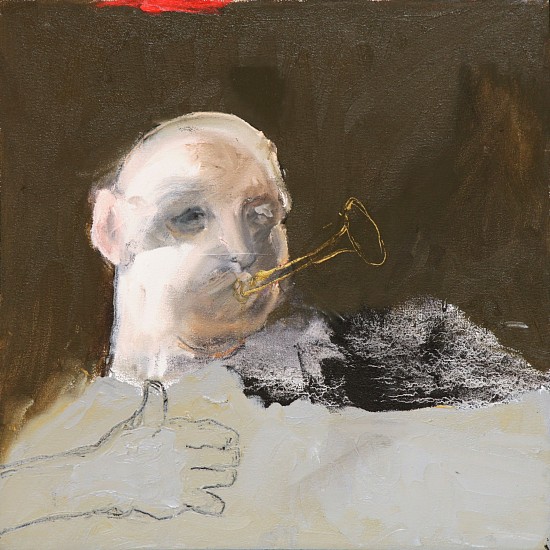 LORIENNE LOTZ, BLOWING HIS OWN TRUMPET
2024, OIL AND CHARCOAL ON CANVAS