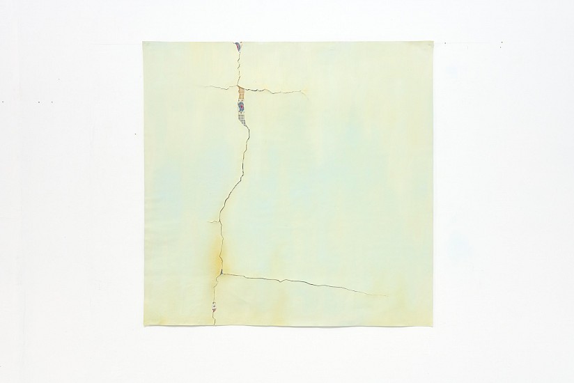 GUY SIMPSON, CRACK
2024, ACRYLIC AND WALL PAINT ON CANVAS, OLD TABLE CLOTH/CURTAIN