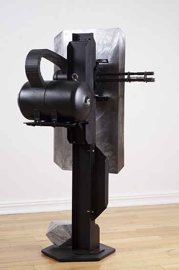 MICHAEL MACGARRY, A SEETHING CAULDRON OF DISCONNECTED RAGE WITHIN A CARTILIGINOUS SCAFFOLD
2024, NICKEL- PLATED STEEL, FOUND OBJECTS, ALUMINIUM, NYLON, ENAMEL, CARRARA MARBLE