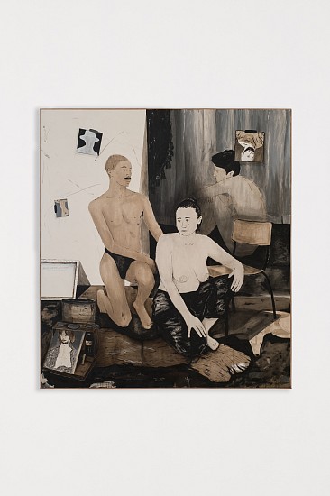 BRETT CHARLES SEILER, SHAKIL AND LAURA (HELP TO RUB HURT FEELINGS)
BITUMEN, ROOF PAINT ON CANVAS