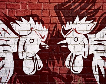 website Malagasy Cockerel mural 1. Anosisoa coq fighting stadium. Madagascar. 13 May 2023 DSF4501 painting s PRINT small file