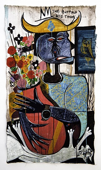 BLESSING NGOBENI, HONEYMOON EPISODE IV
2025, MIXED MEDIA AND COLLAGE ON CANVAS