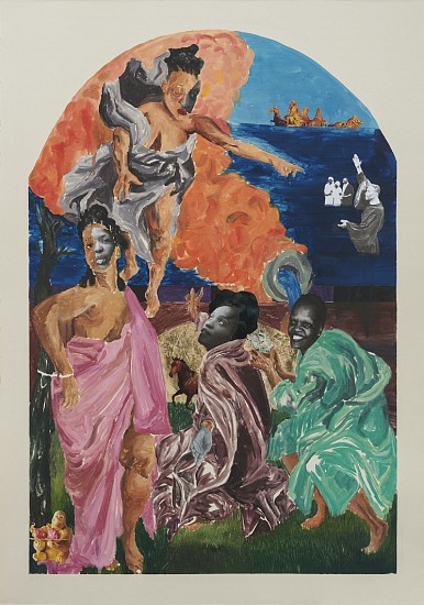 KEABETSWE SEEMA, WOMAN, THOU ART LOOSED FROM ALL THY STRENGTH
2025, OIL-BASED MONOPRINT AND COLLAGE ON FABRIANO