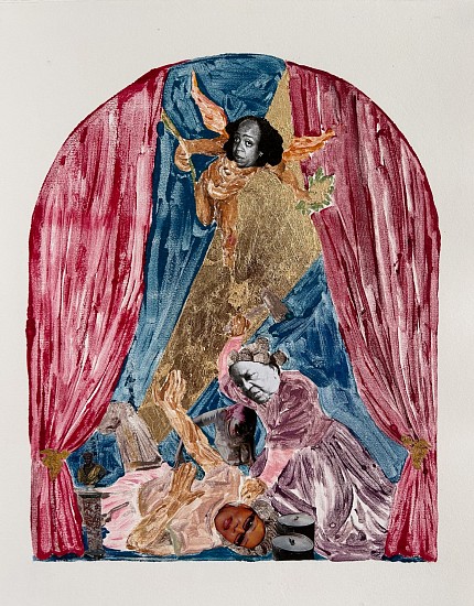 KEABETSWE SEEMA, MATL'A SON KE BOPHELO
2025, OIL-BASED MONOPRINT AND COLLAGE ON FABRIANO