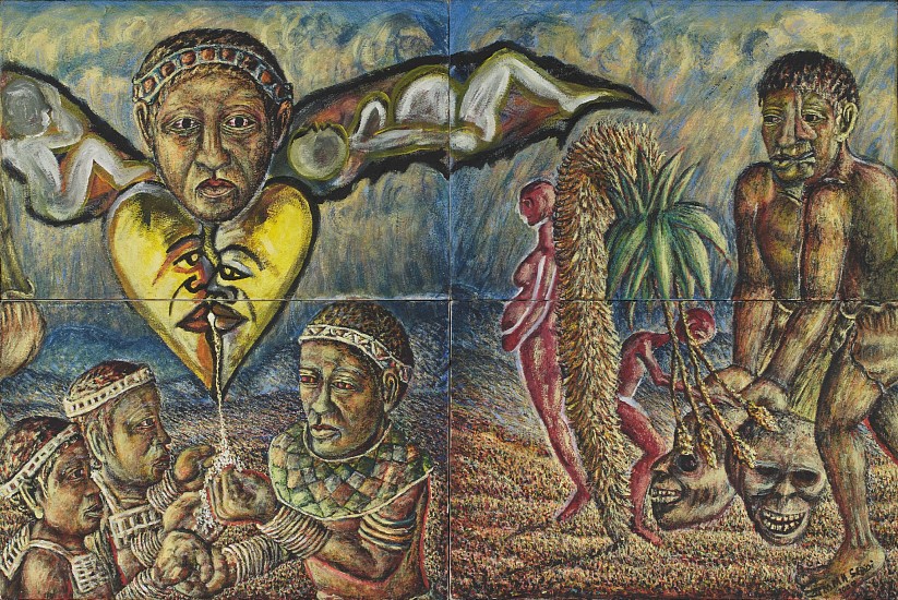 MMAKGABO MMAPULA MMANKGATO HELEN SEBIDI, LOST HERITAGE - AFRICAN SYMBOLISM
2000, Oil on Canvas