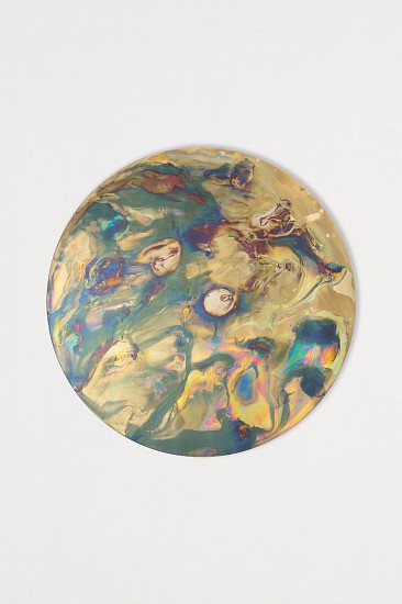 WATER DIXON, THE WATERS: A PEARLESCENT FIELD
2026, MULTILAYER BRASS AND SPECTRUM IOLITE ON 6mm GLASS