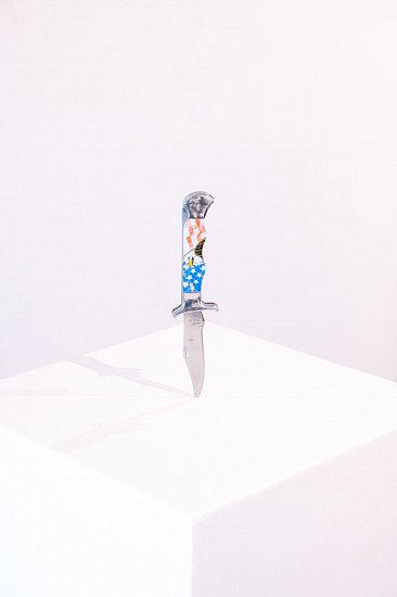 MATT WATT, FOREIGN INTERVENTION
2026, FOUND FLICK KNIFE AND TIMBER PLINTH